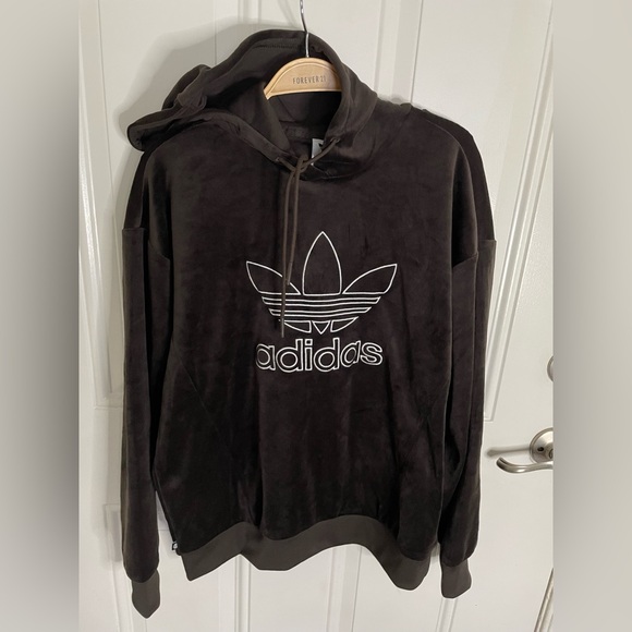 adidas originals velour trefoil overhead hoodie - Picture 4 of 5